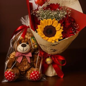 Bouquet misto com urso