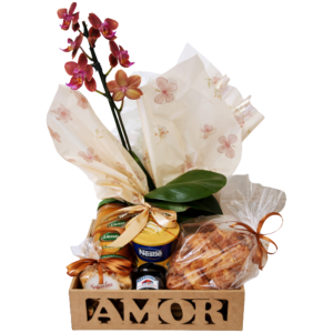 Bandeja amor com orquídea